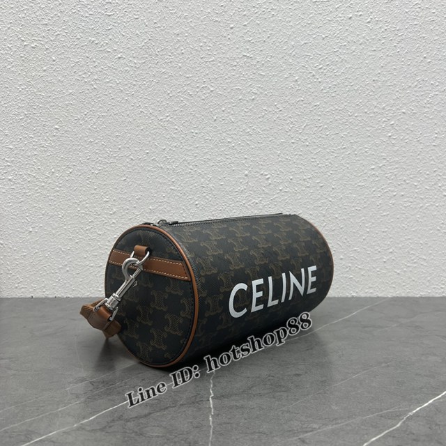 Celine專櫃新款枕頭包 賽琳男女款帆布肩帶圓形單肩斜挎包 xxl1105